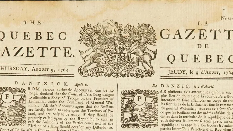 Crest and Header of The Quebec Gazette - 1764-08-09